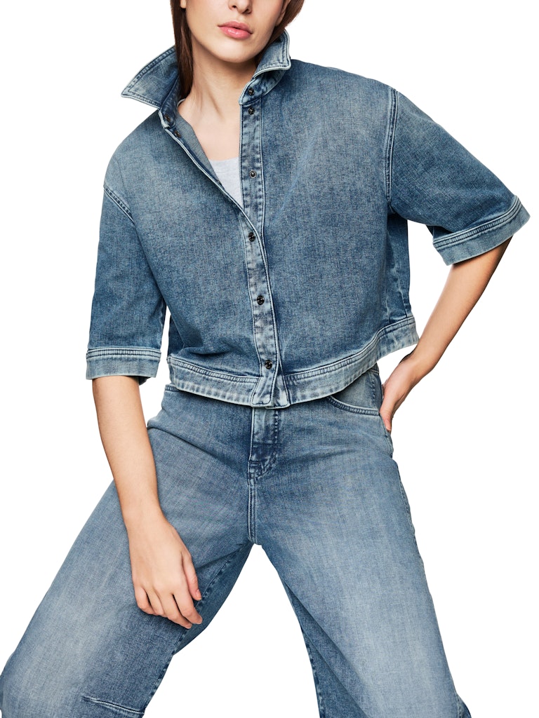 Jeansbluse in vintage blue "Rethink Together"