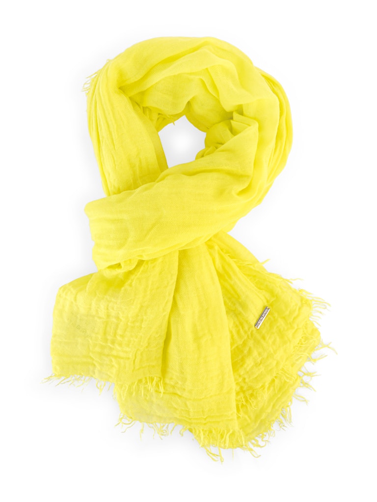Leichter Schal in Knitter-Optik in limoncello