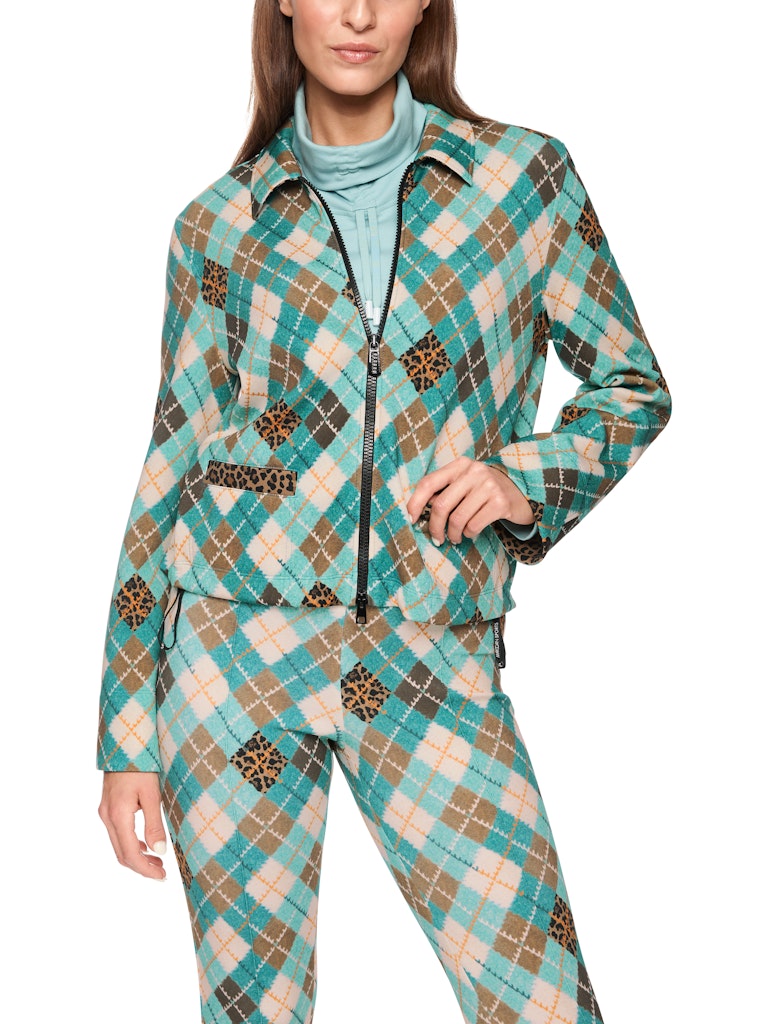 Scuba-Jacke mit Karo in türkis und Leodetails