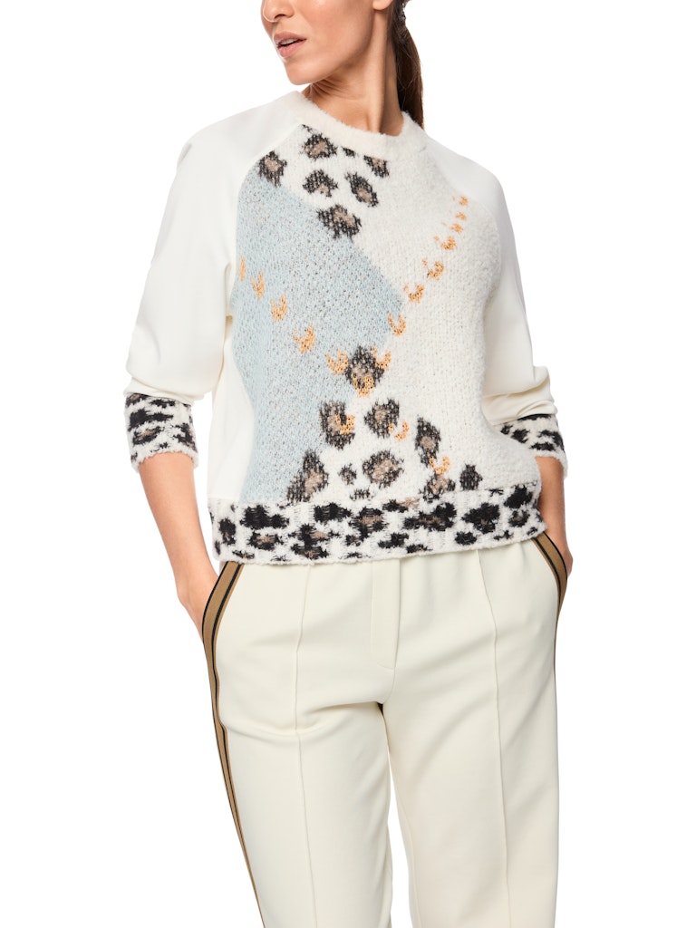 Pullover im Material Mix mit Karo-Muster