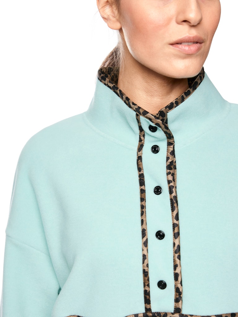 Fleece-Pullover mit Leo-Details in türkis