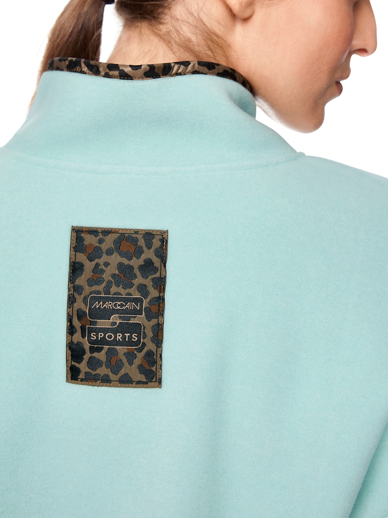 Fleece-Pullover mit Leo-Details in türkis