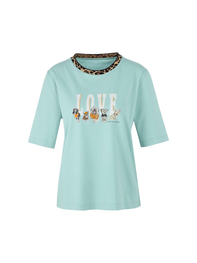 Love-Print Shirt in türkis