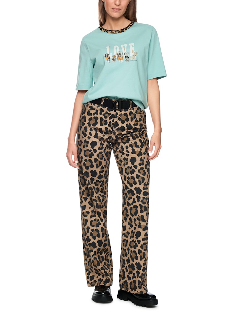 Love-Print Shirt in türkis
