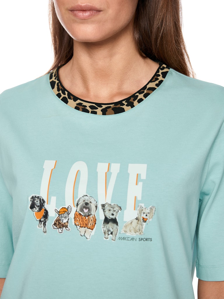 Love-Print Shirt in türkis