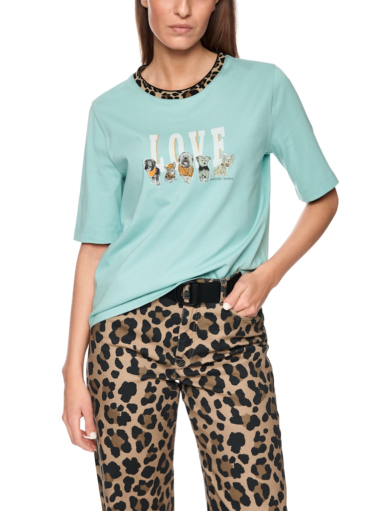 Love-Print Shirt in türkis