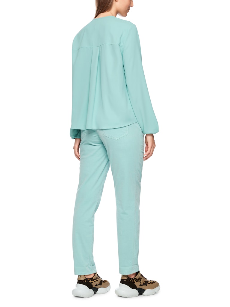 Bluse mit Schleifenband in türkis