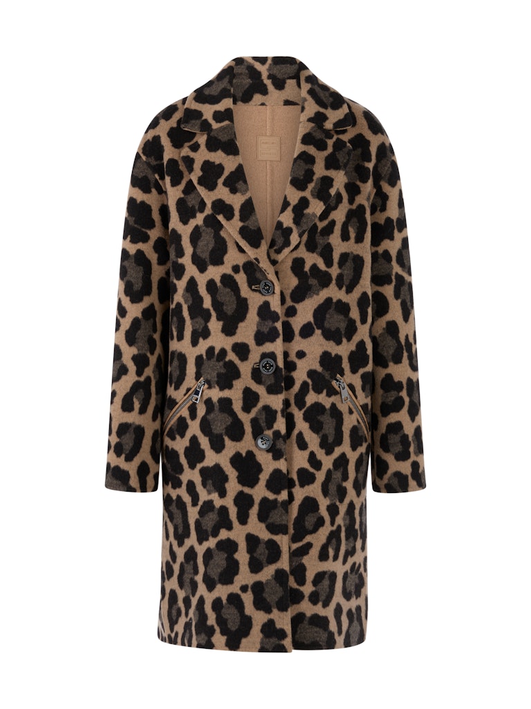 Wendemantel mit Leoprint in milk coffee