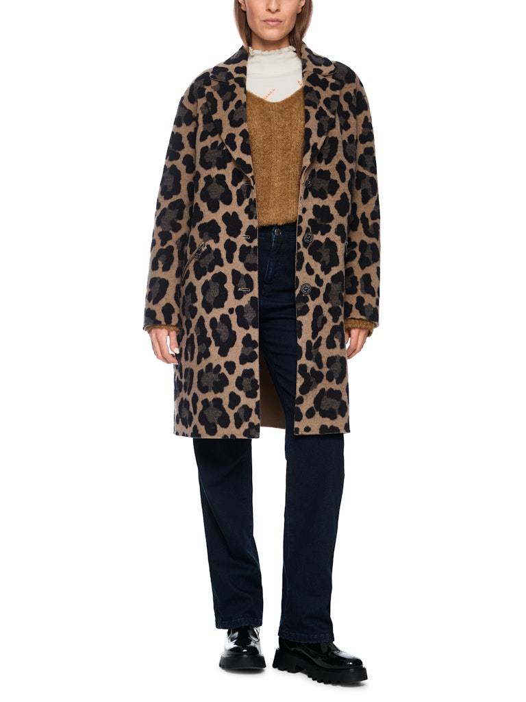 Wendemantel mit Leoprint in milk coffee