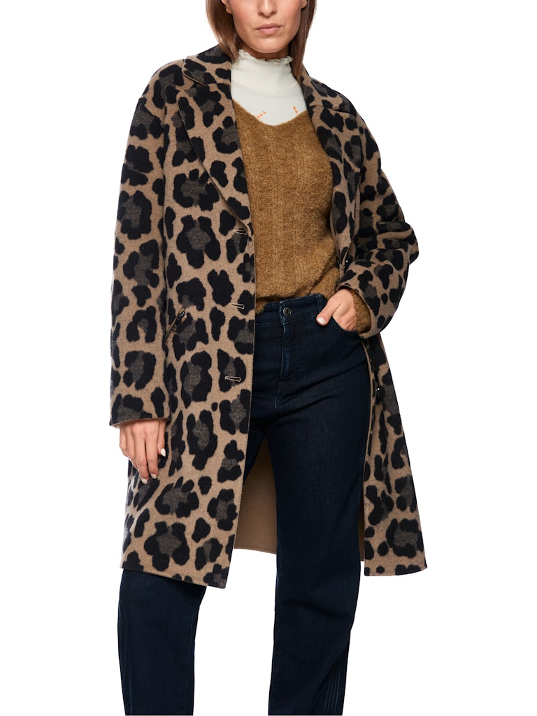Wendemantel mit Leoprint in milk coffee