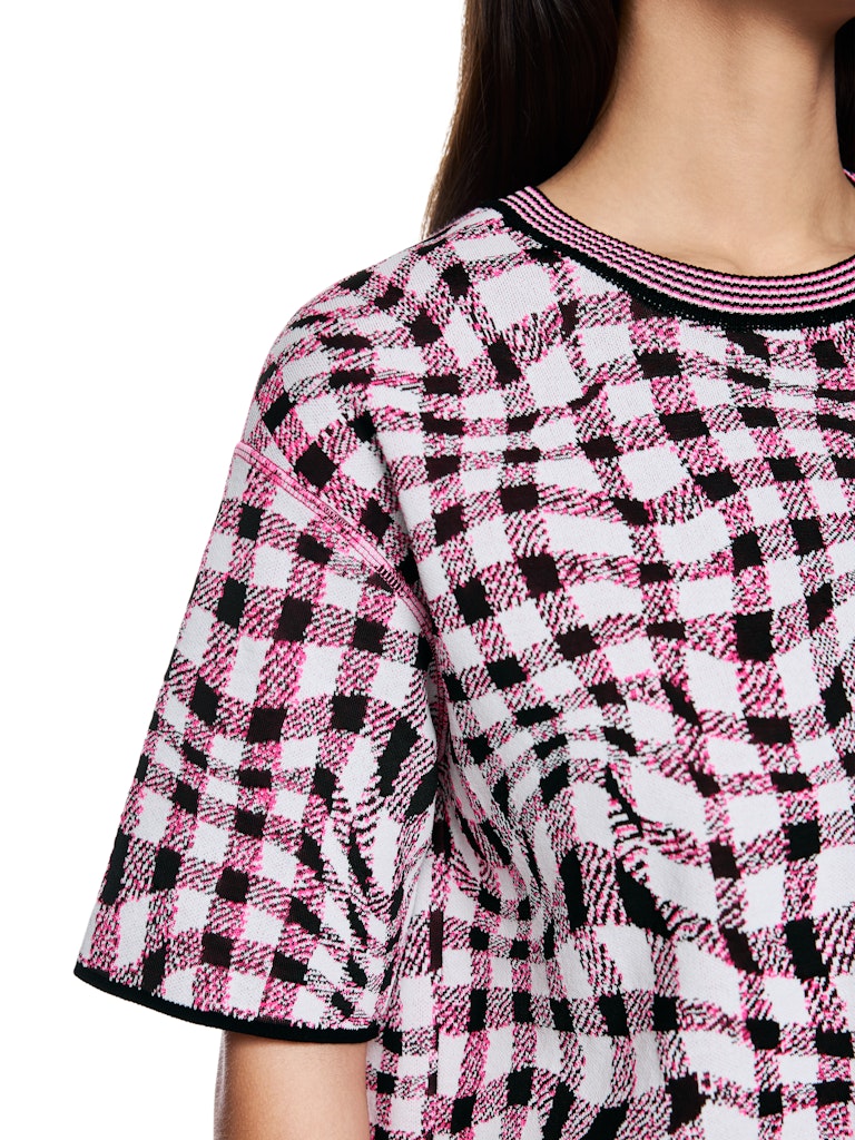 Kurzarm Pullover mit Karomuster soft lilac