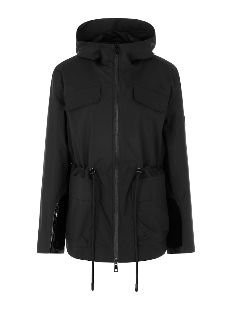 Outdoor Jacke in schwarz mit Kordelzug