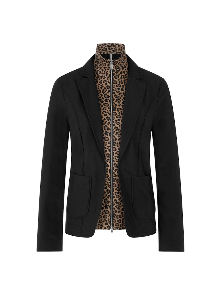 Scuba Blazer in schwarz mit Fake-Layering im Leoprint