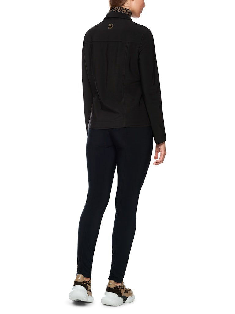 Scuba Blazer in schwarz mit Fake-Layering im Leoprint