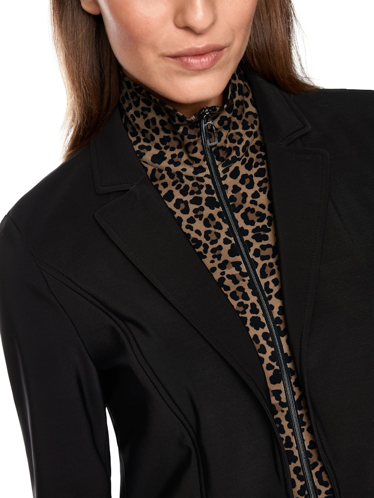 Scuba Blazer in schwarz mit Fake-Layering im Leoprint