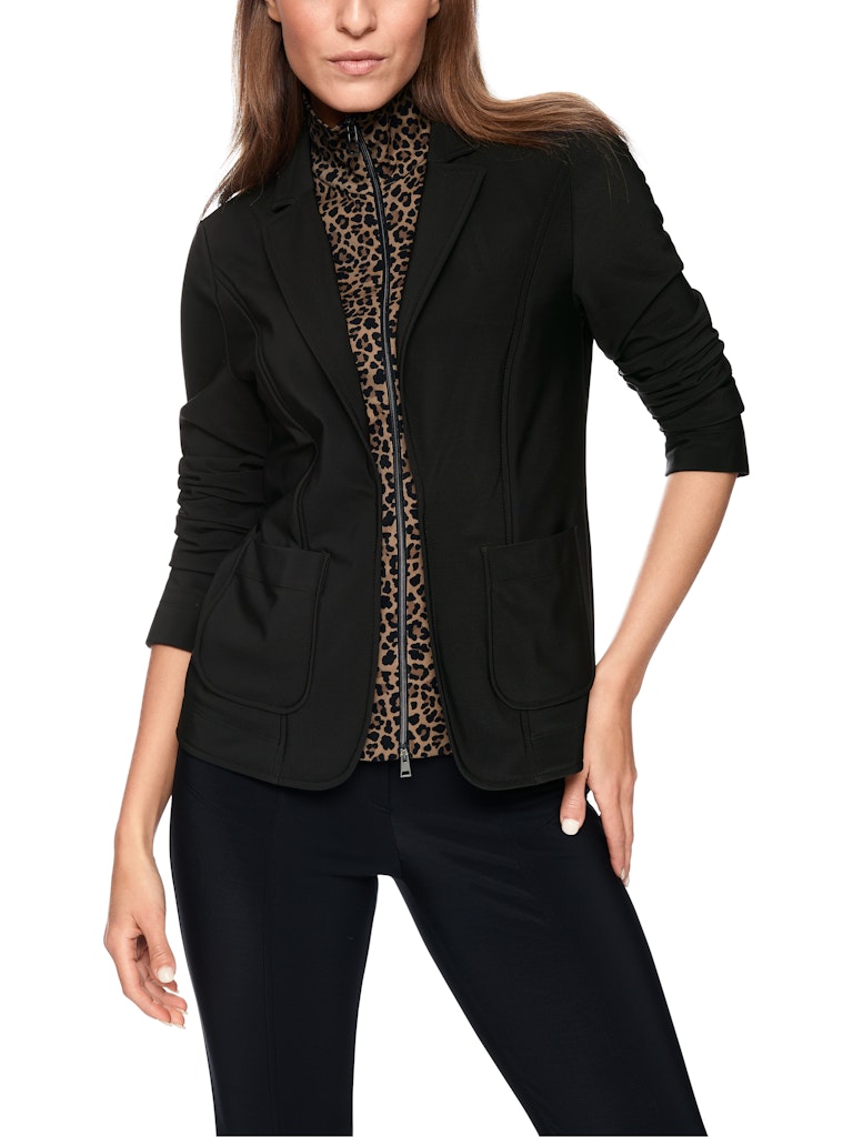 Scuba Blazer in schwarz mit Fake-Layering im Leoprint
