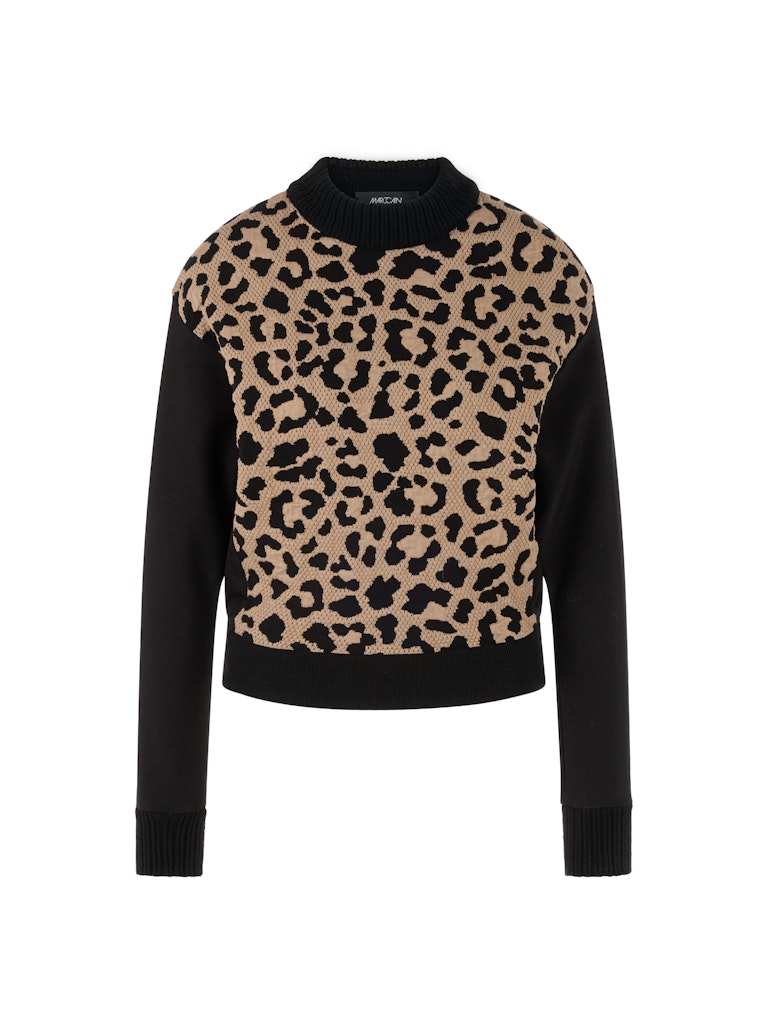 Pullover in schwarz mit Leo-Front