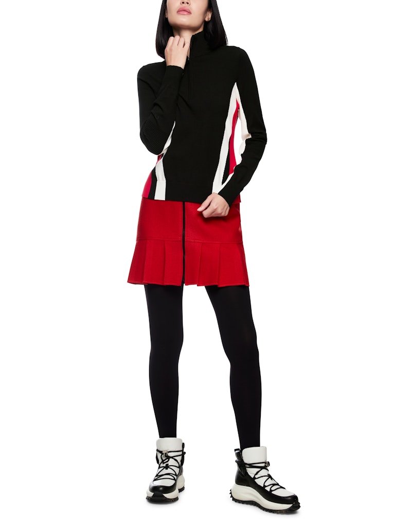 Strick Rolli in schwarz mit Details in cranberry "Rethink Together"