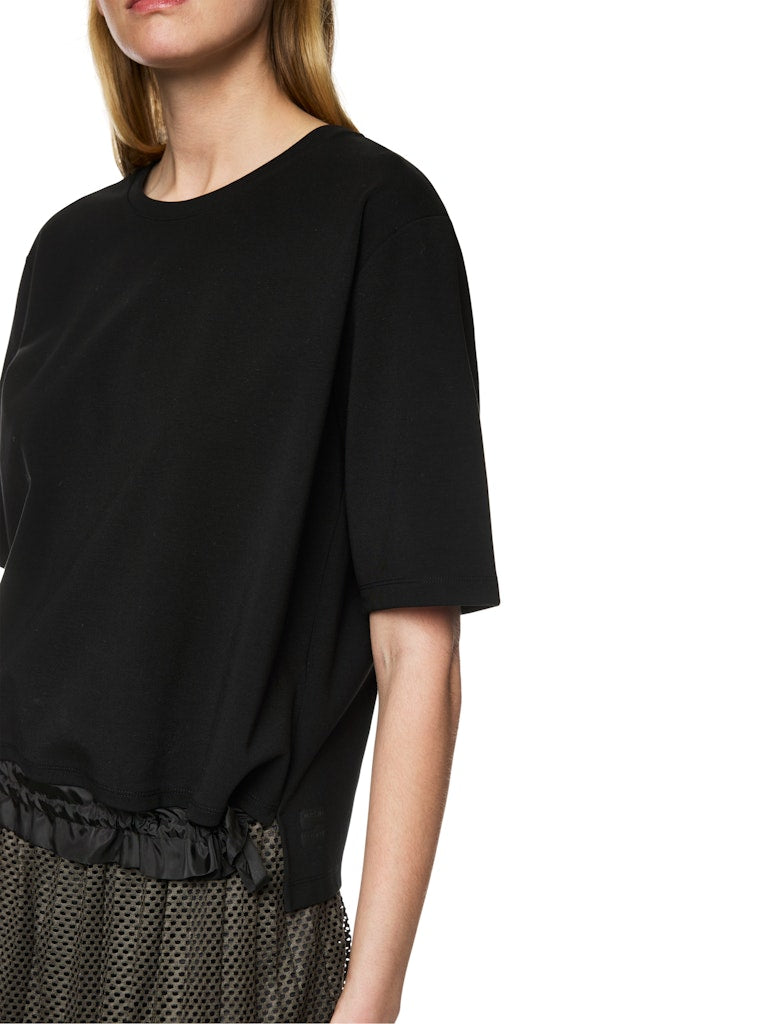Kastiges Shirt in schwarz mit Kordelzug