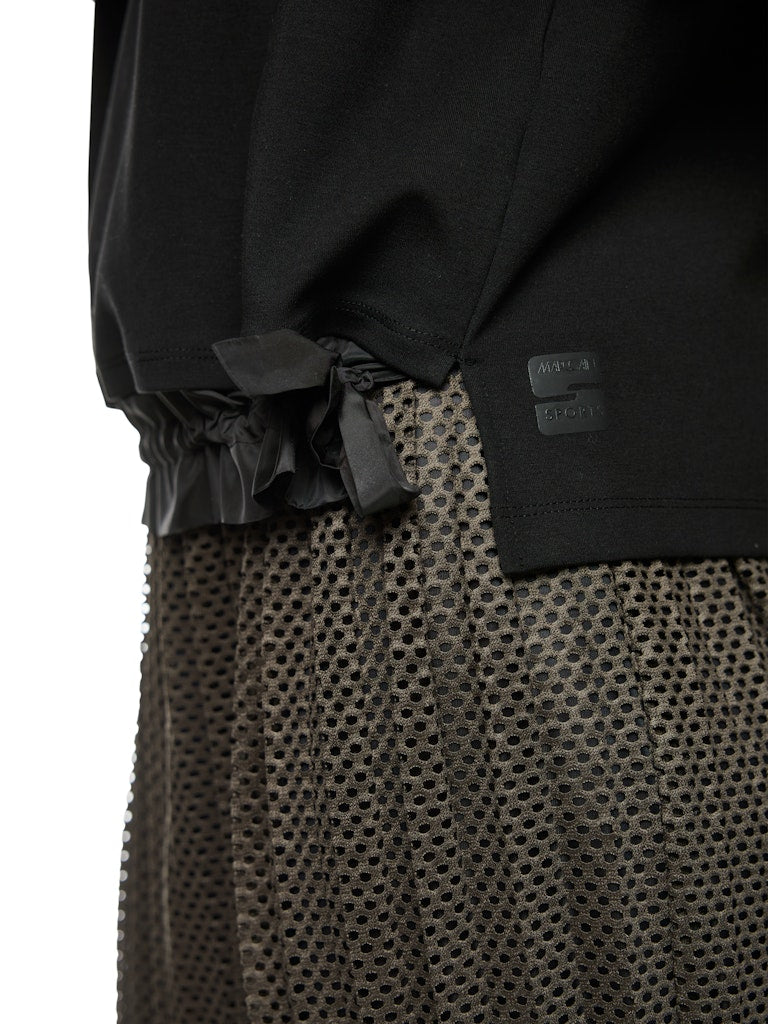 Kastiges Shirt in schwarz mit Kordelzug