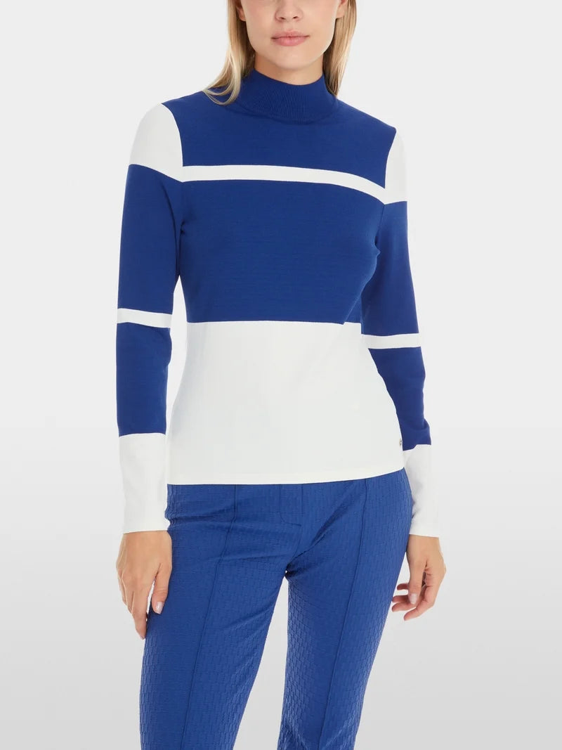Pullover mit Streifen in deep royal blue und creme