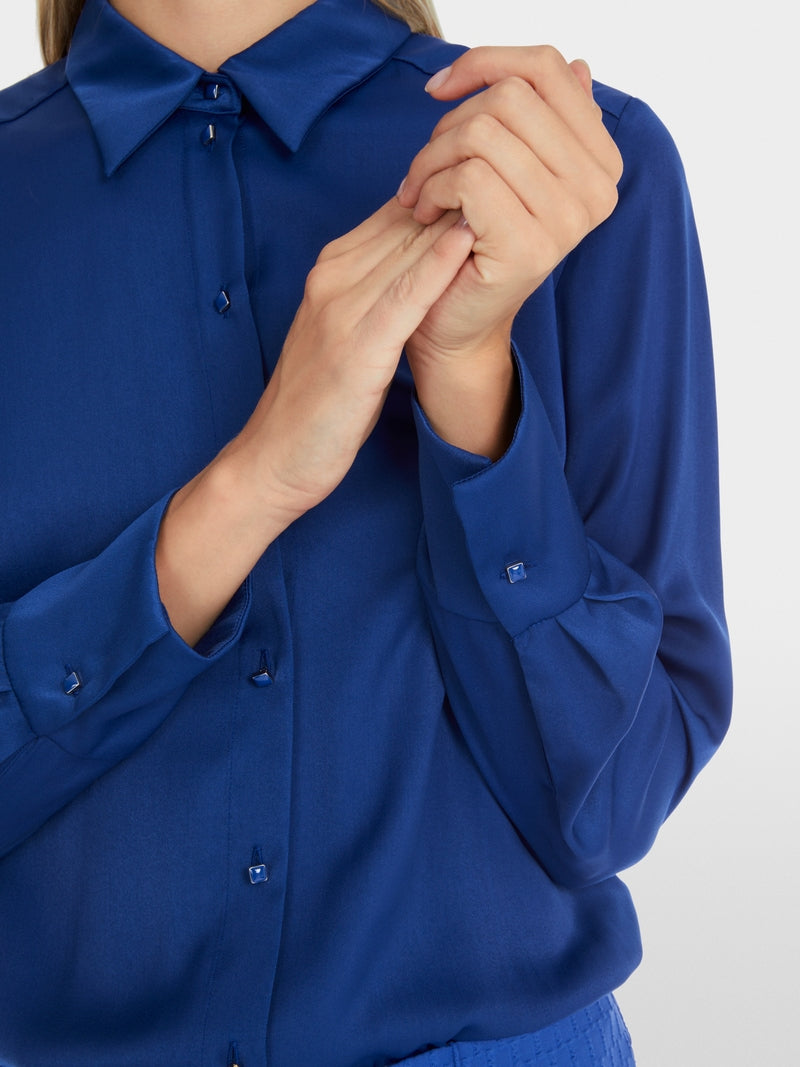 Bluse im Viskosecrêpe in deep royal blue