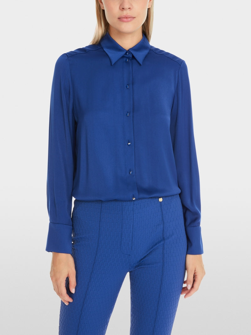 Bluse im Viskosecrêpe in deep royal blue