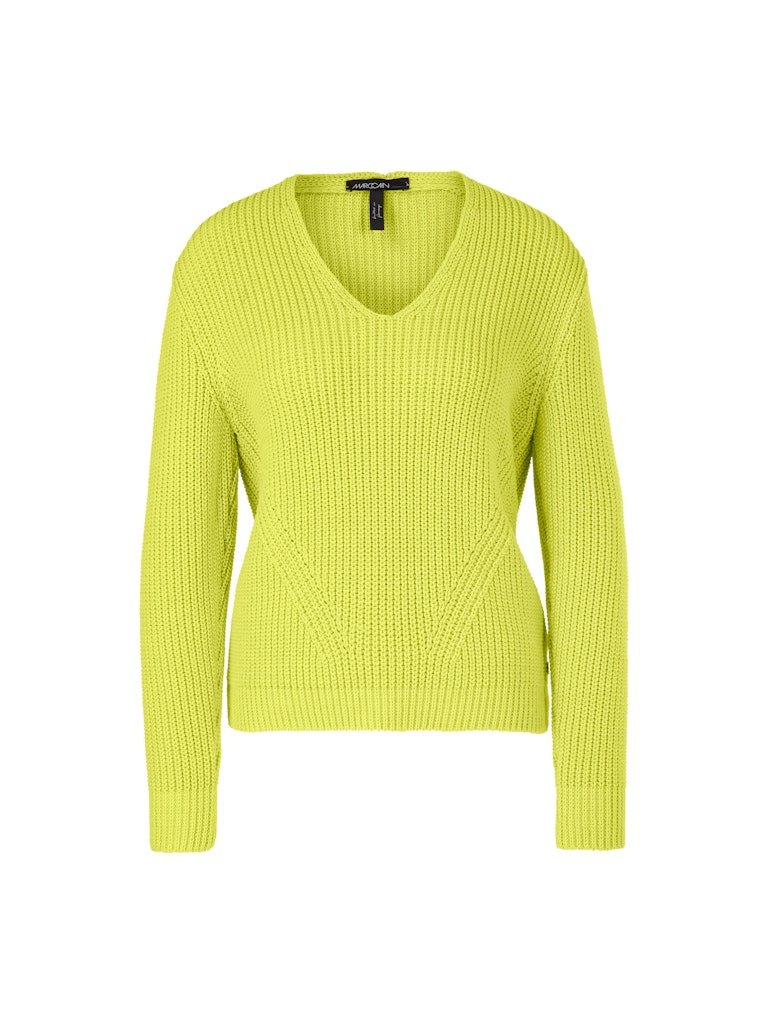 Grobstrick-Pullover in limoncello Knitted in Germany