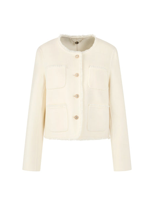 Jacke in bright ecru mit aufgesetzten Taschen