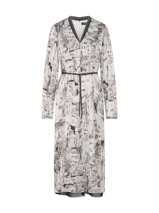 Midi Kleid mit City-Scribble in smoke