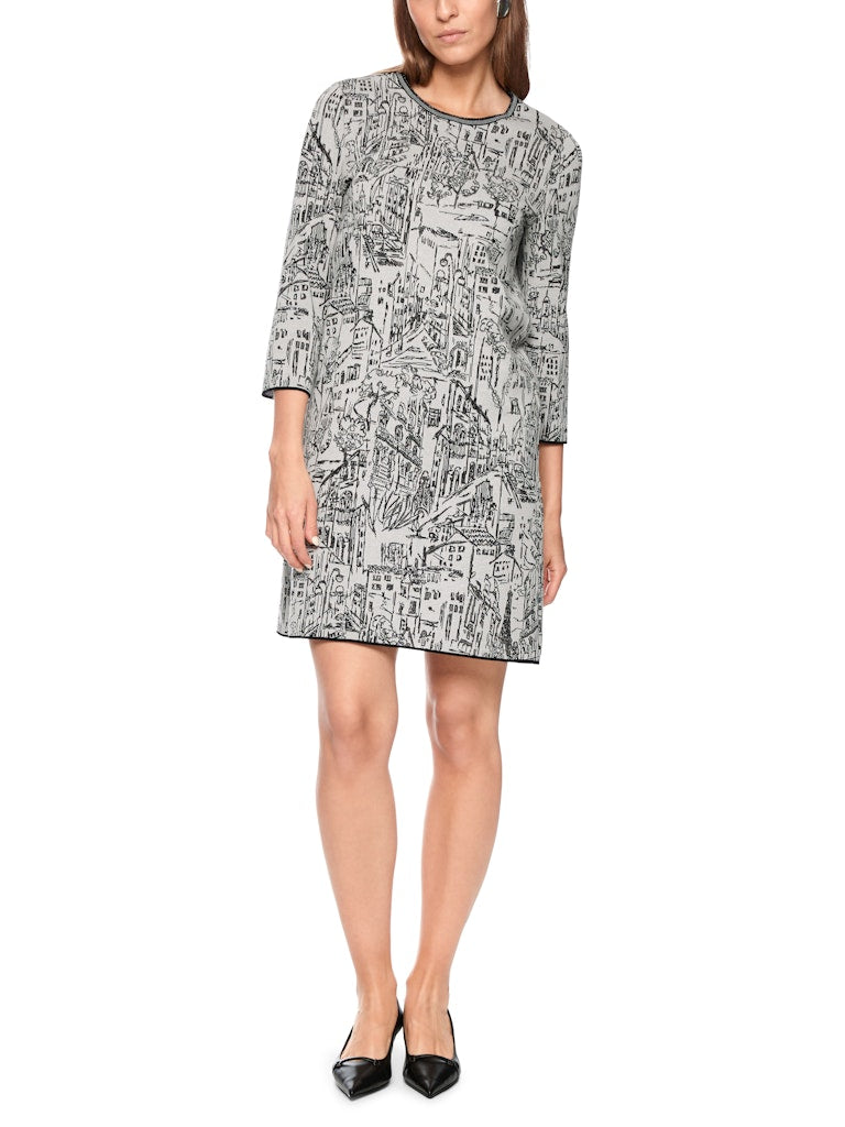 Strickkleid mit City-Motiv in smoke