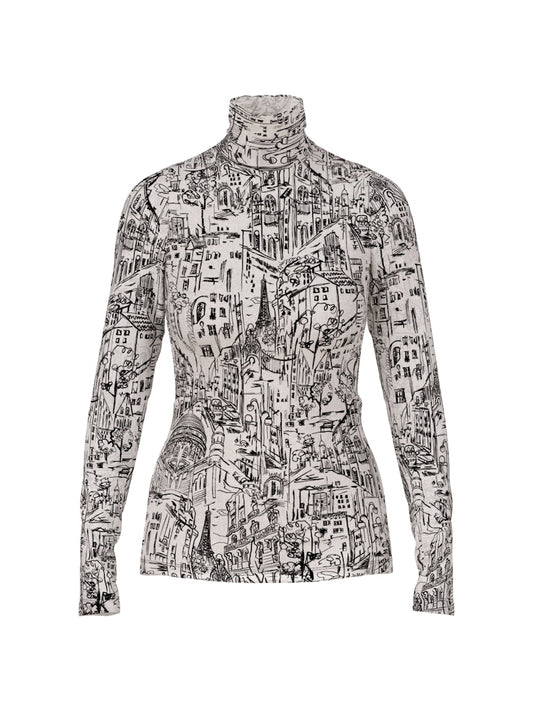 Longsleeve Shirt mit City-Motiv in smoke