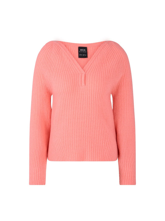 Rippstruktur Pullover in koralle Knitted in Germany
