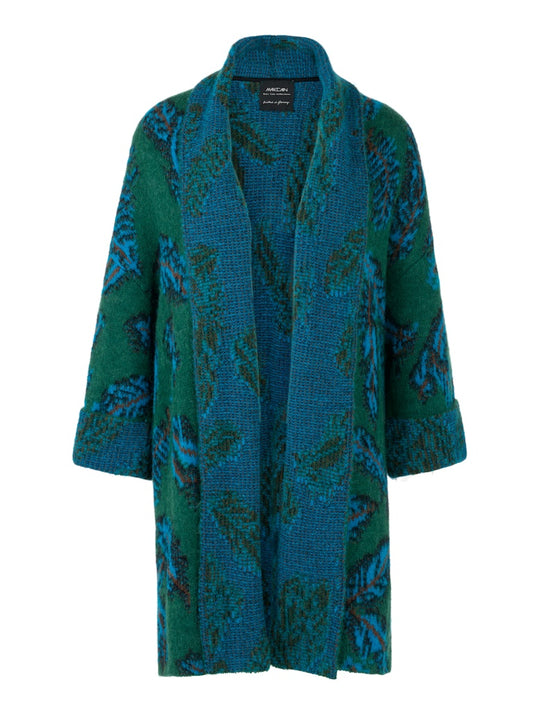 Jacquard Strick-Mantel in dark green - Knitted in Germany