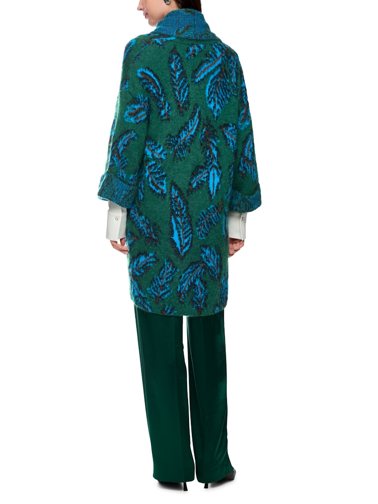 Jacquard Strick-Mantel in dark green - Knitted in Germany