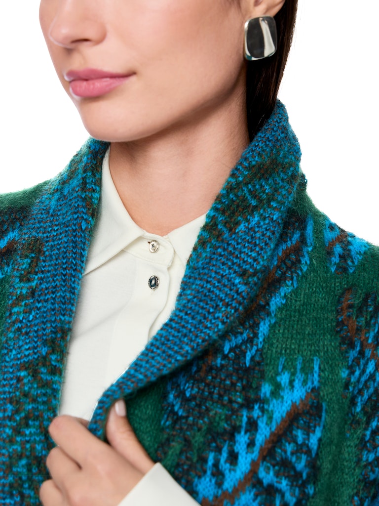 Jacquard Strick-Mantel in dark green - Knitted in Germany