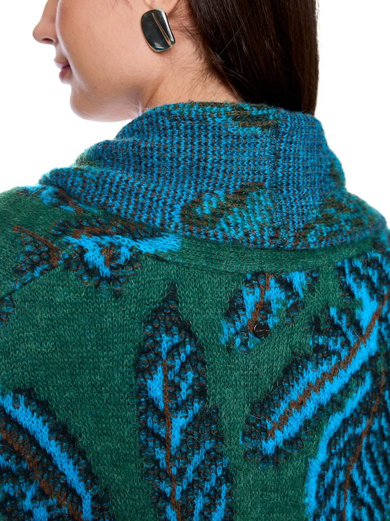 Jacquard Strick-Mantel in dark green - Knitted in Germany