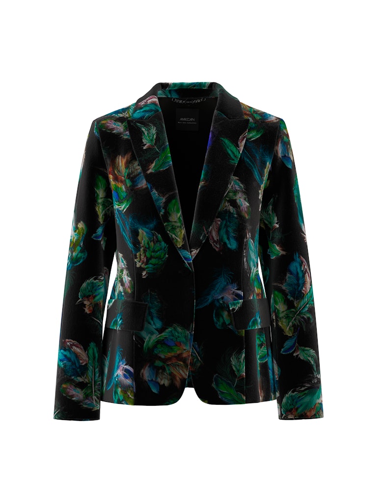Samtblazer mit Federnprint in dark green