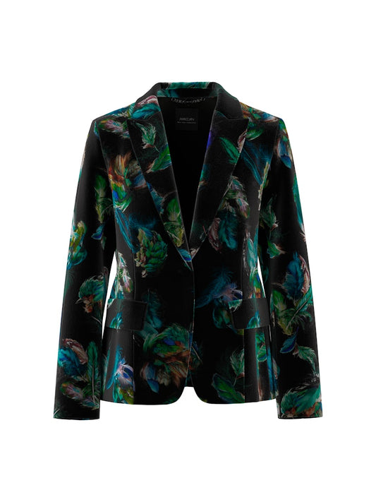 Samtblazer mit Federnprint in dark green