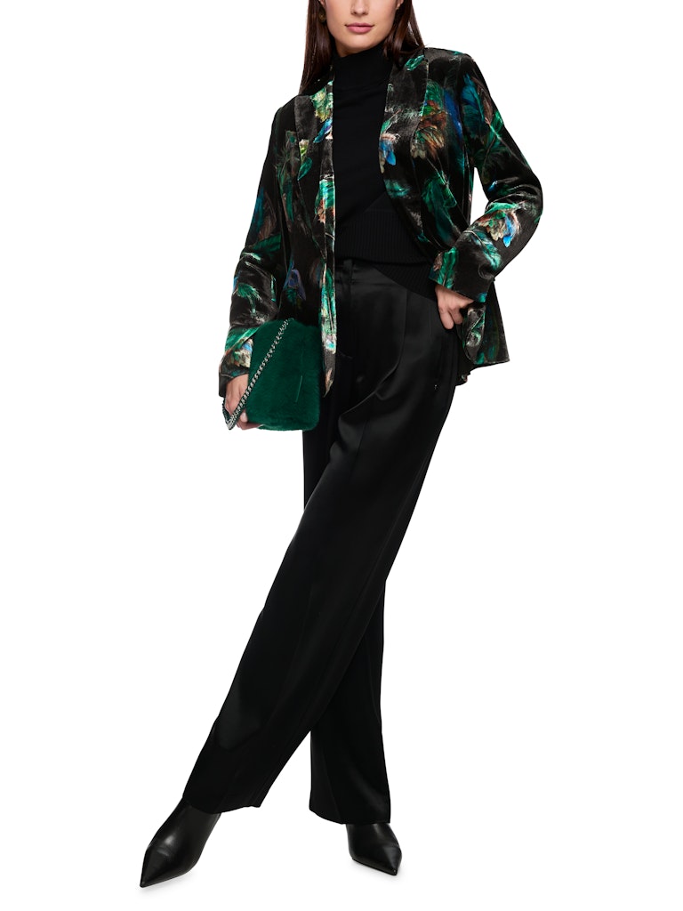 Samtblazer mit Federnprint in dark green