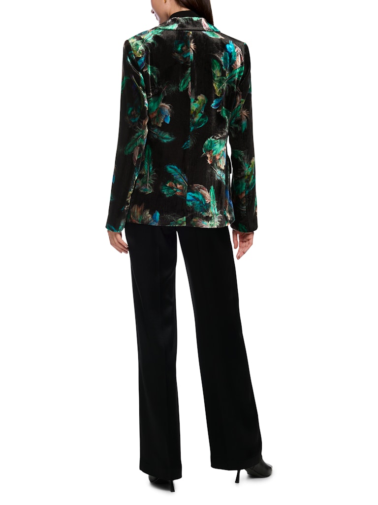 Samtblazer mit Federnprint in dark green
