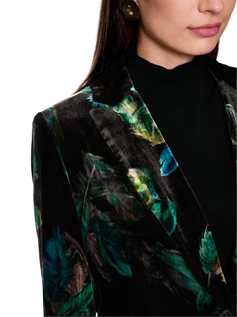 Samtblazer mit Federnprint in dark green