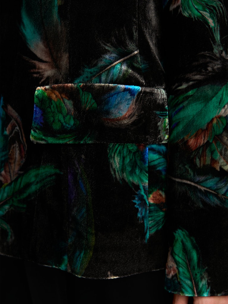 Samtblazer mit Federnprint in dark green
