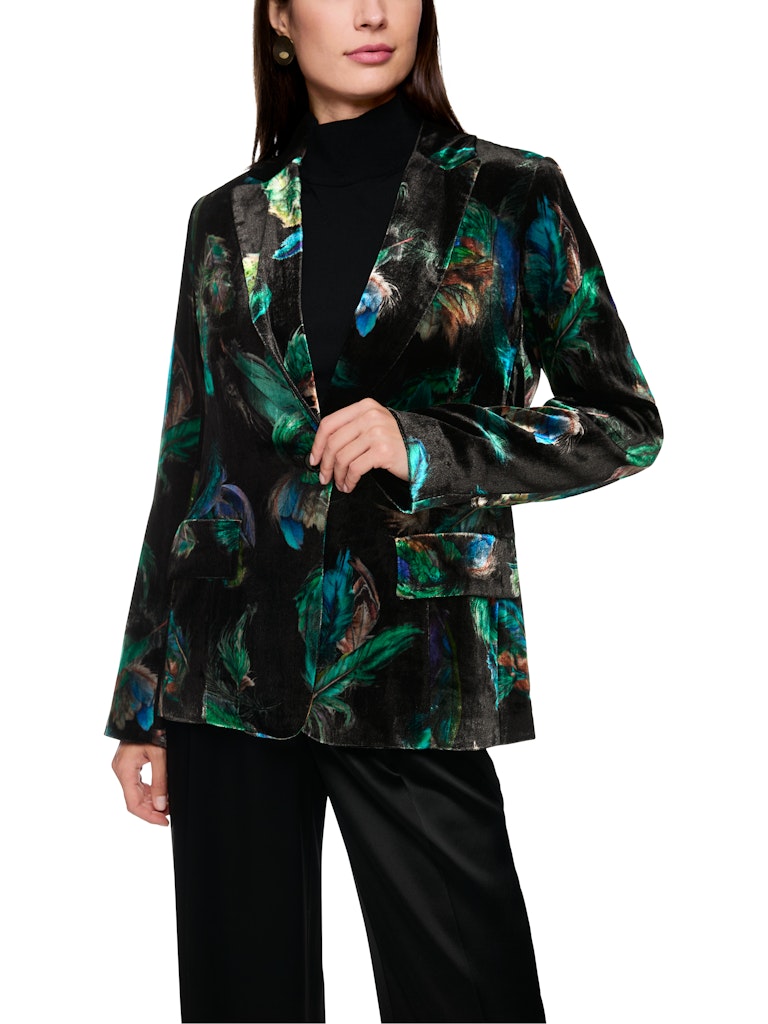 Samtblazer mit Federnprint in dark green