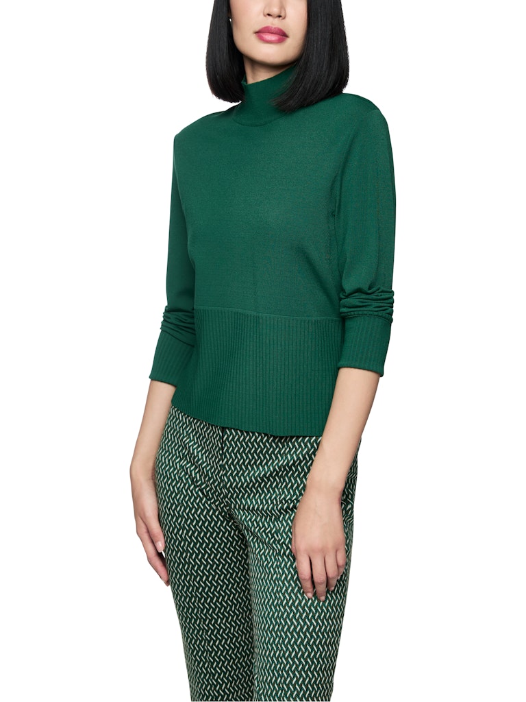 Feinstrick-Pullover in dark green