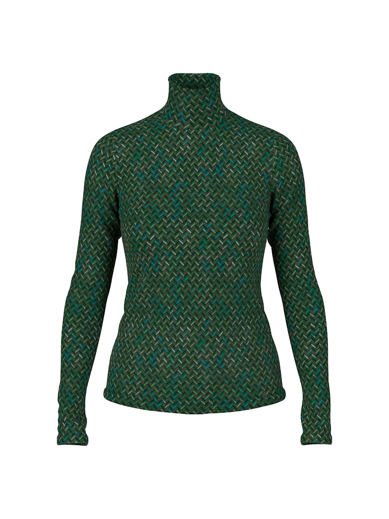 Langarm Shirt mit Fischgratmuster in dark green