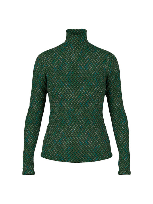 Langarm Shirt mit Fischgratmuster in dark green