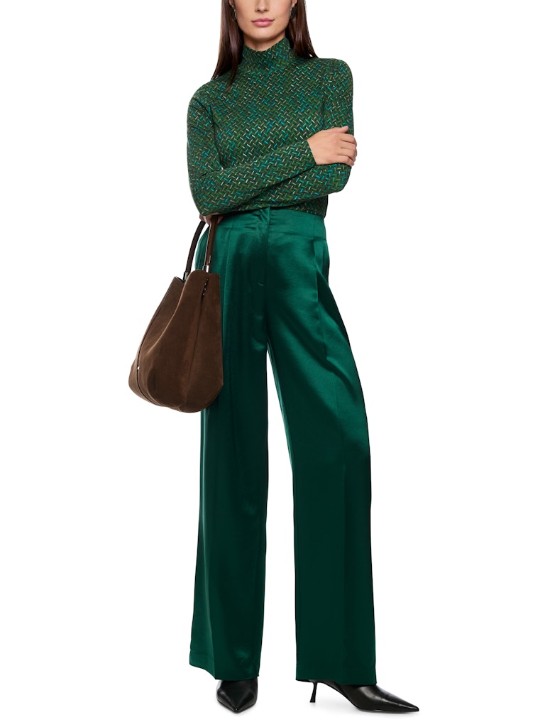 Langarm Shirt mit Fischgratmuster in dark green
