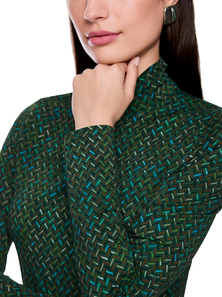 Langarm Shirt mit Fischgratmuster in dark green