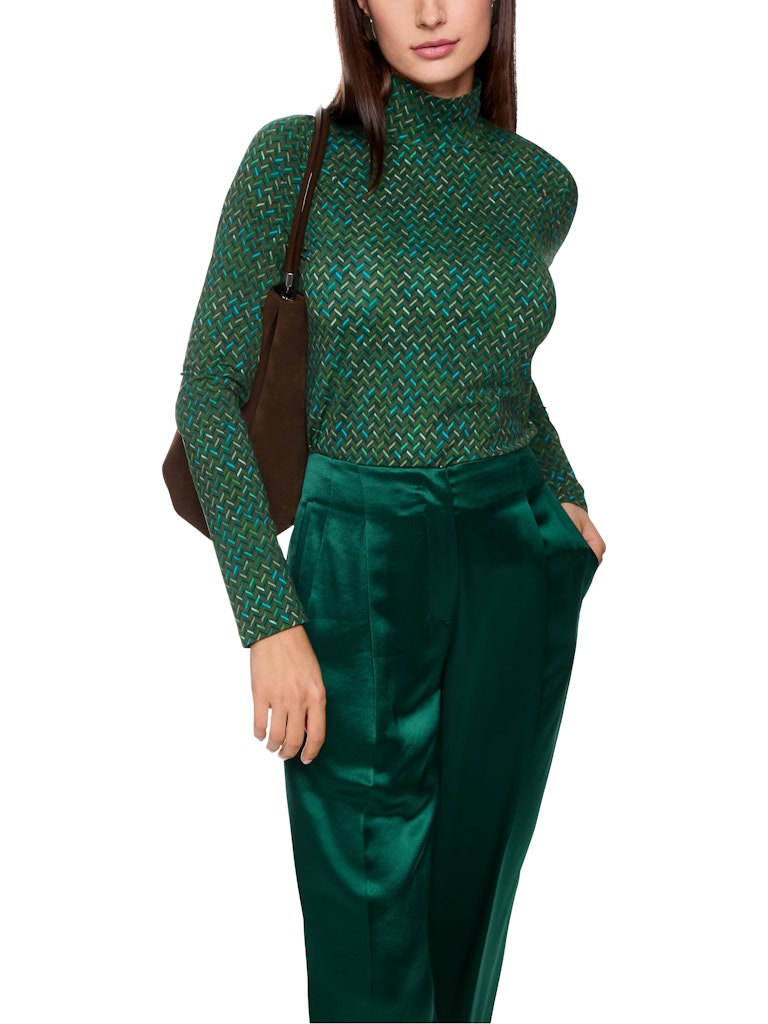 Langarm Shirt mit Fischgratmuster in dark green